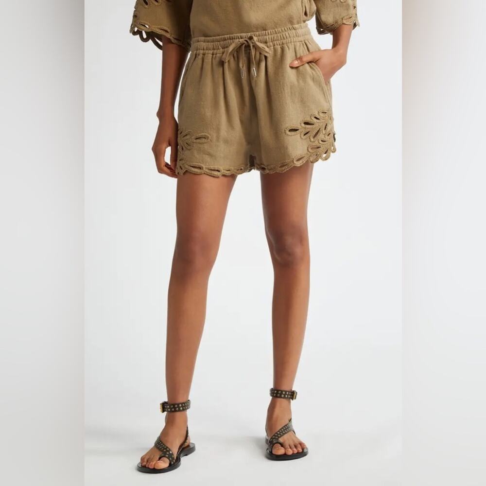 Isabel Marant Etoile Safa Embroidered Cotton Drawstring Shorts